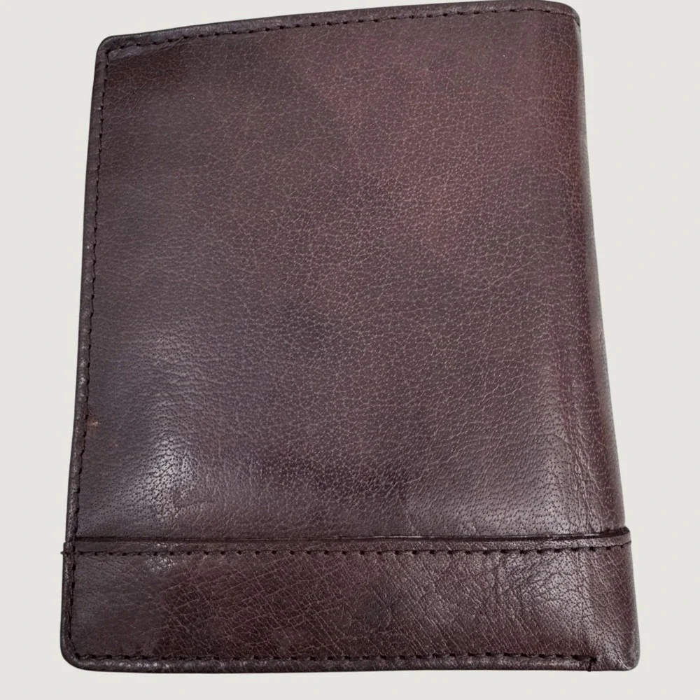 Spikes & Sparrow Mens Trifold Wallet OS Brown Leather RFID Rugged Classic